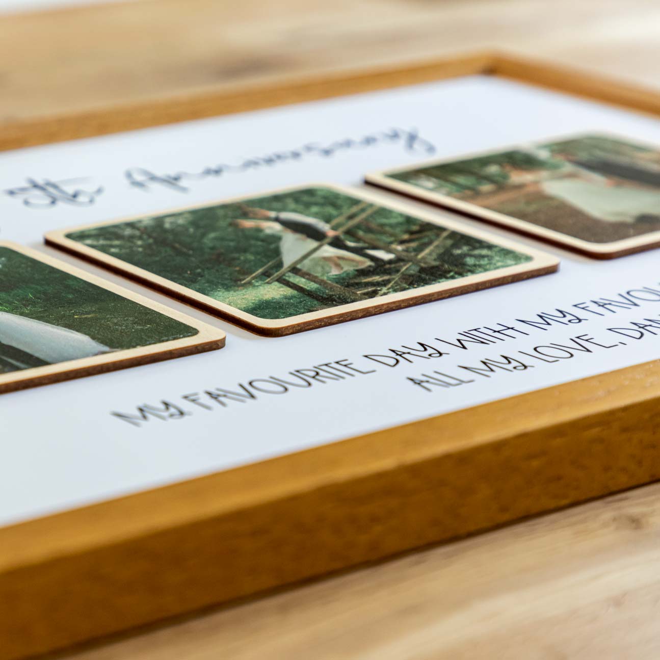 Personalised Wood Photo Framed Print With 3 Photos