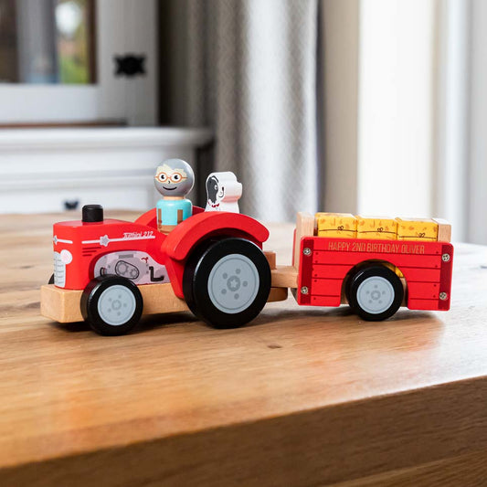 Personalised Farm Tractor and Trailer Birthday Gift For Children