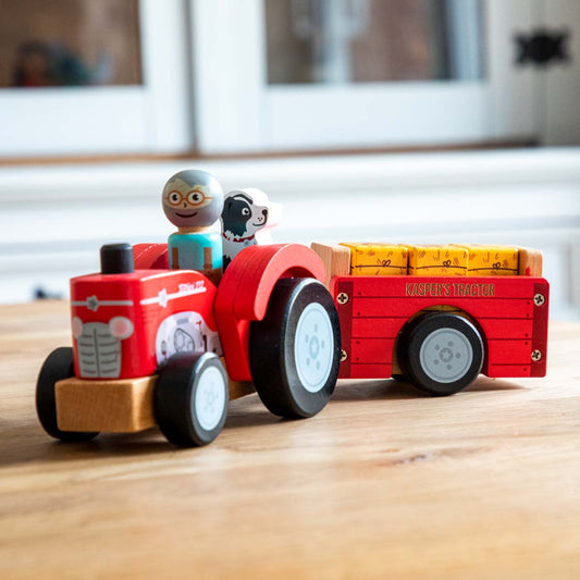 Personalised Farm Tractor and Trailer Birthday Gift For Children