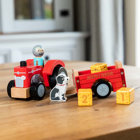 Personalised Tractor and Trailer Wooden Farmyard Toy