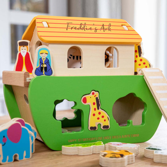 Personalised Noahs Ark Shape Sorter Wooden Play Set