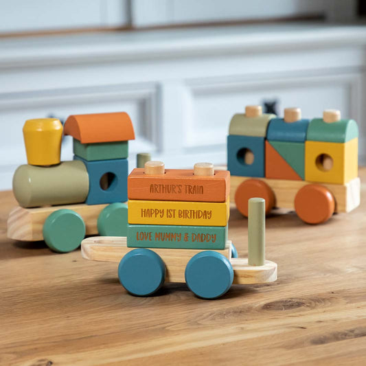 Personalised Wooden Train Set Birthday Gift For Children