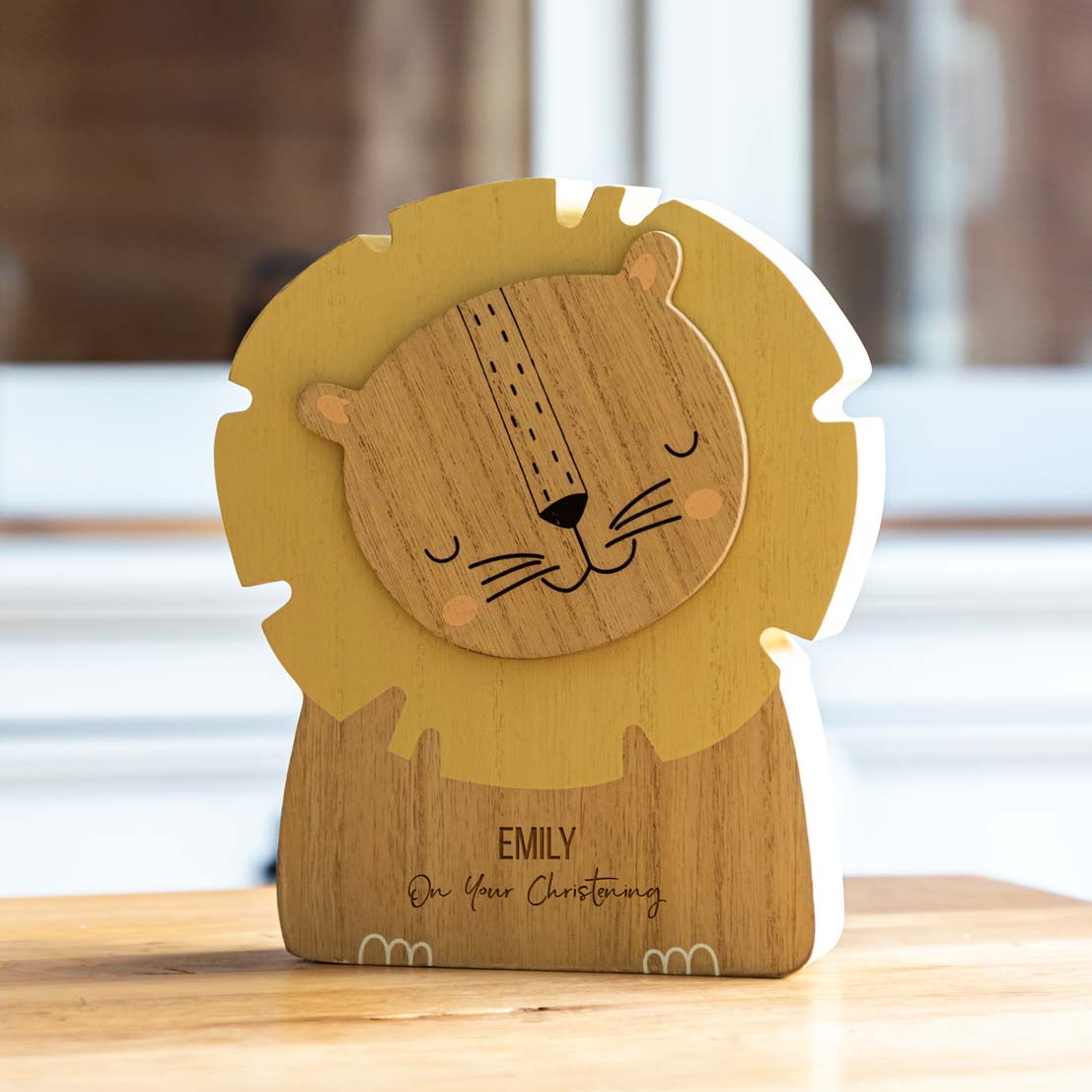 Personalised Lion Money Box For Christening Baptism Naming Day Gift