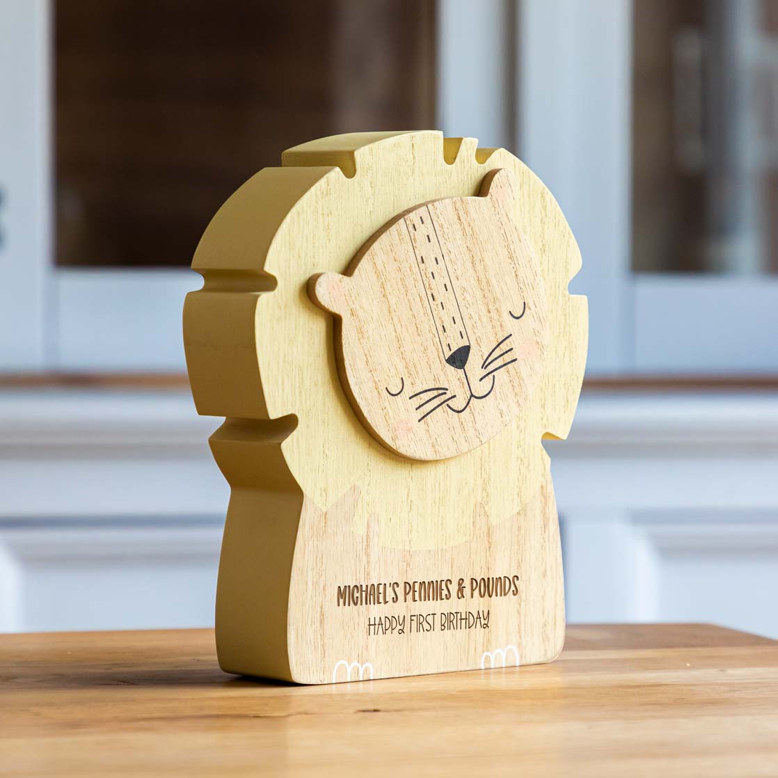 Personalised Lion Money Box Gift For Children