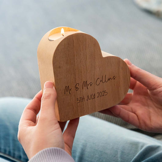 Personalised Heart Candle Holder Wedding Gift For Couple