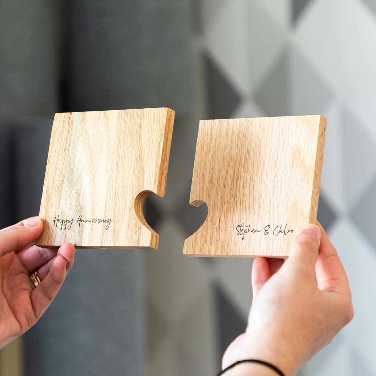 Personalised 5th Anniversary Gift Wood Coasters Set of Two