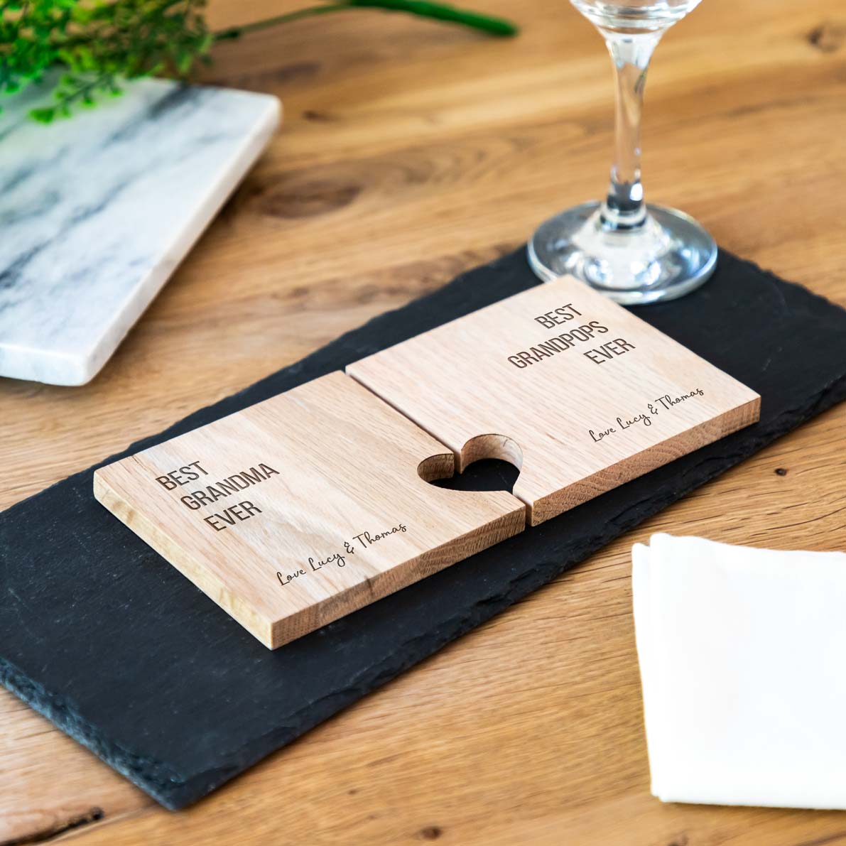 Personalised Coasters Set Of Two Best Grandparents Gift