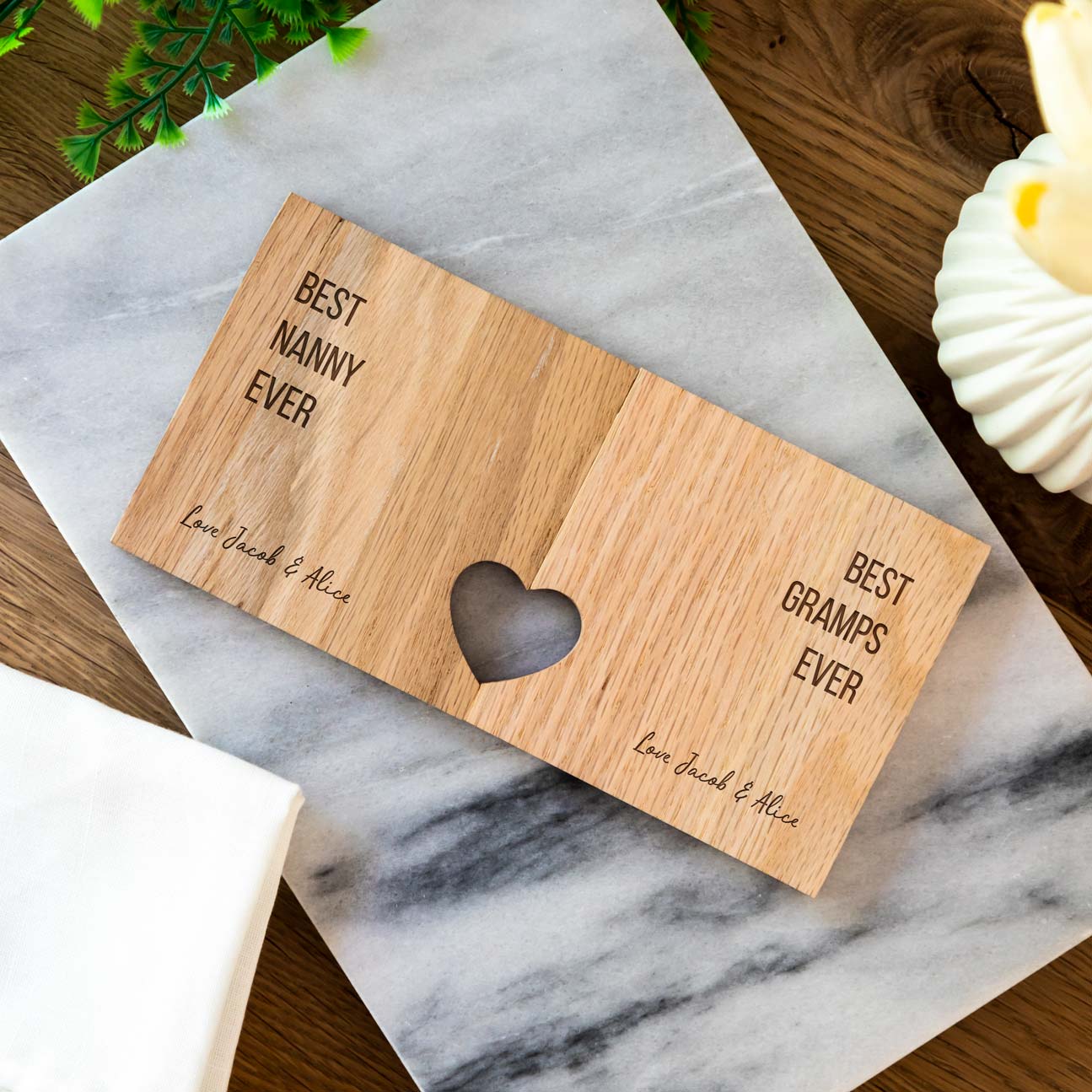 Personalised Coasters Set Of Two Best Grandparents Gift