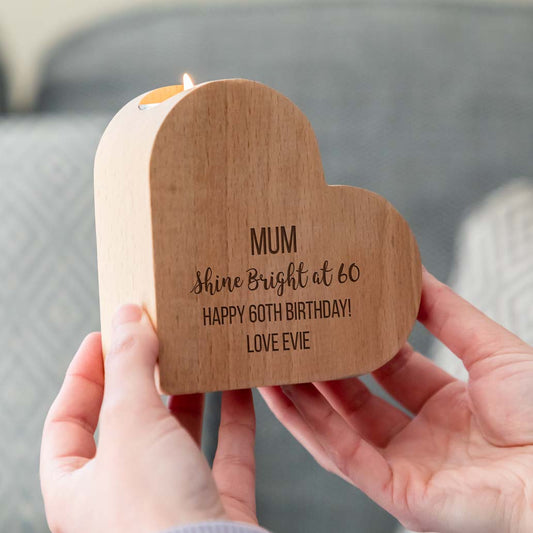 Personalised Heart Candle Holder Milestone Birthday Gift For Her