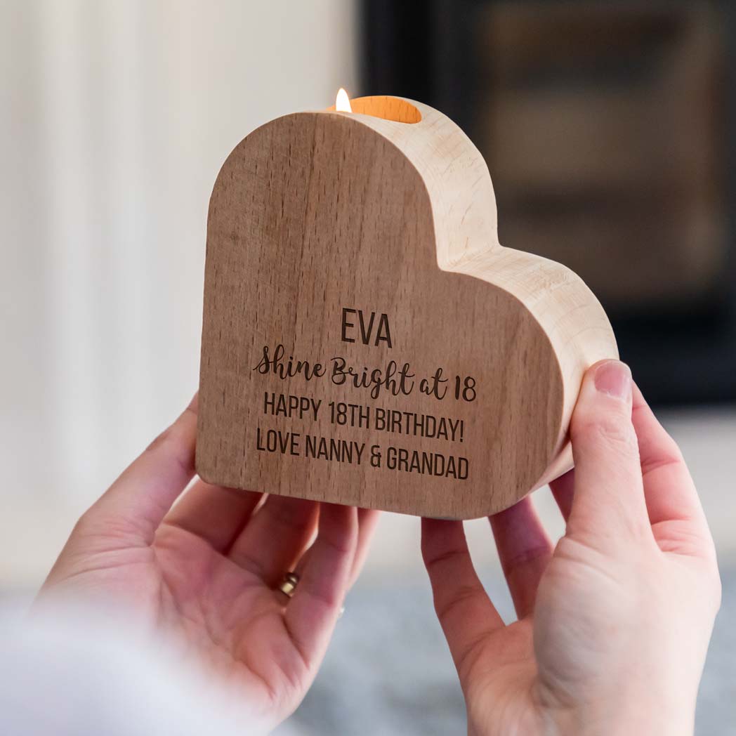 Personalised Heart Candle Holder Milestone Birthday Gift For Her
