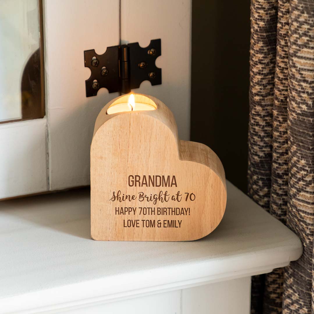 Personalised Heart Candle Holder Milestone Birthday Gift For Her