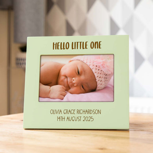 Personalised Hello Little One Pastel Photo Frame New Baby Gift