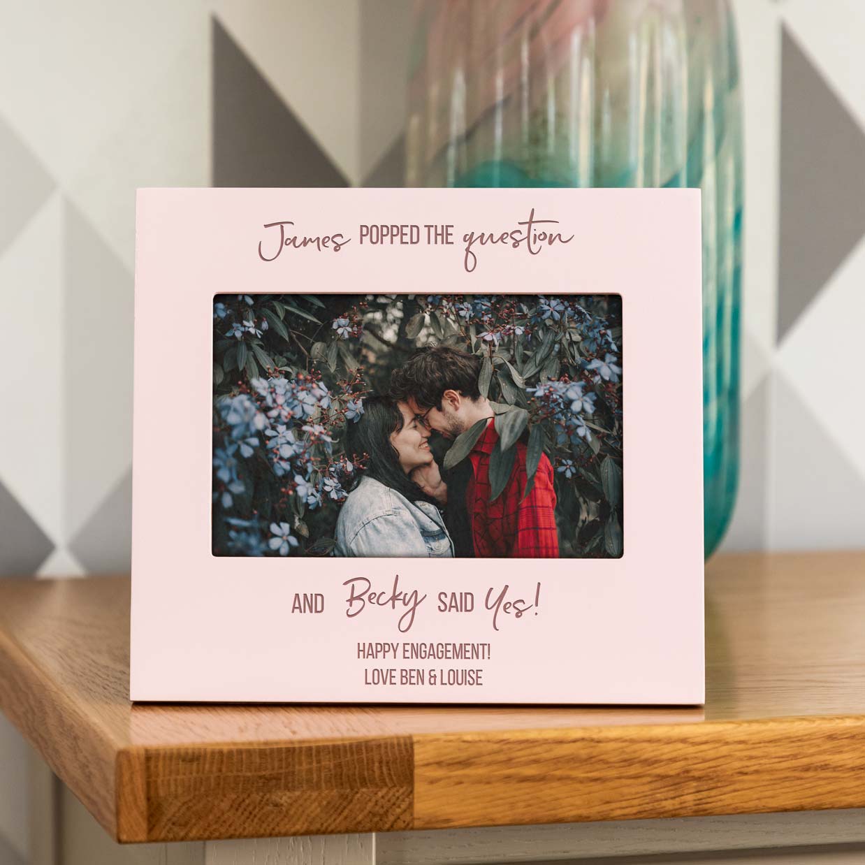 Personalised Engagement Pastel Photo Frame Gift For Couple