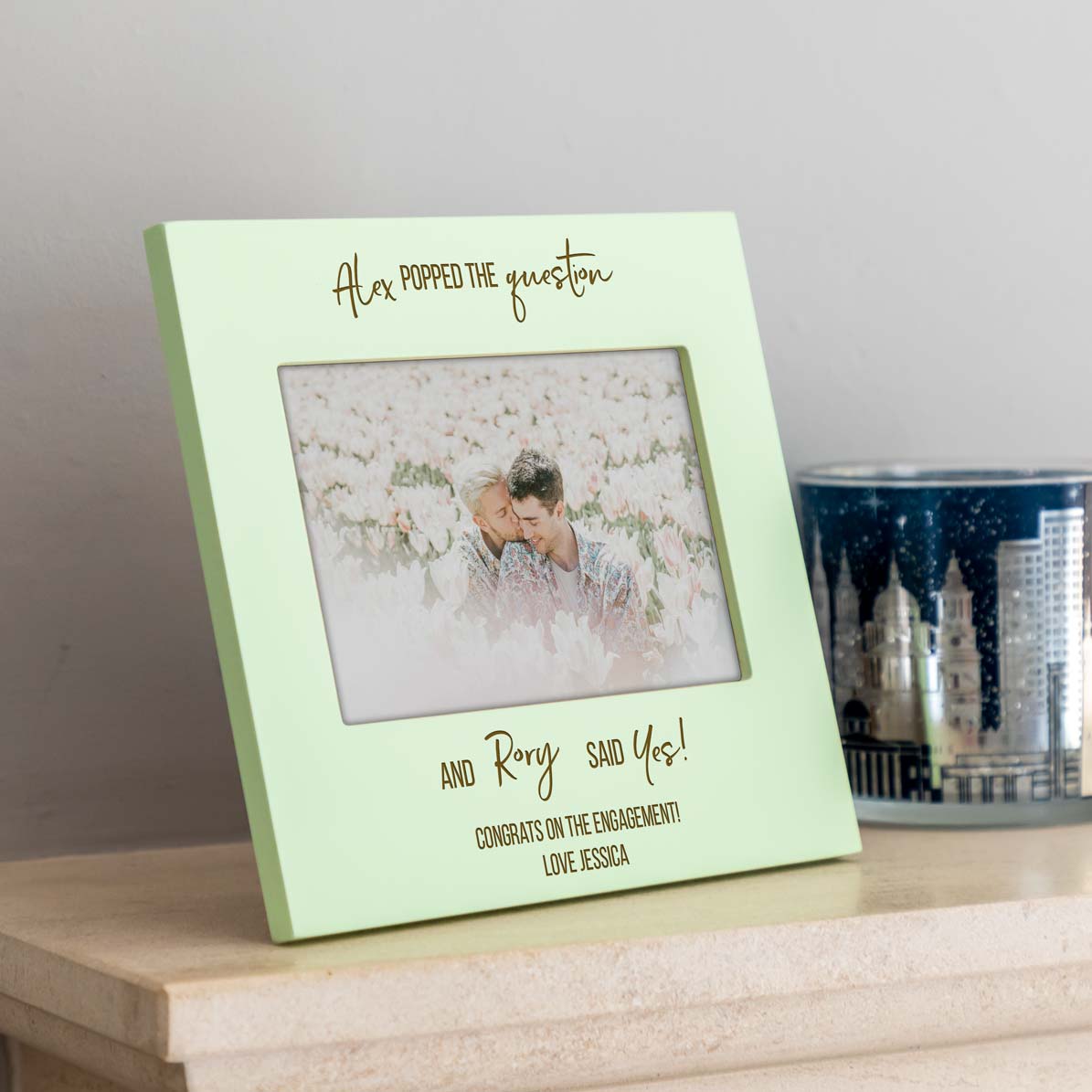 Personalised Engagement Pastel Photo Frame Gift For Couple