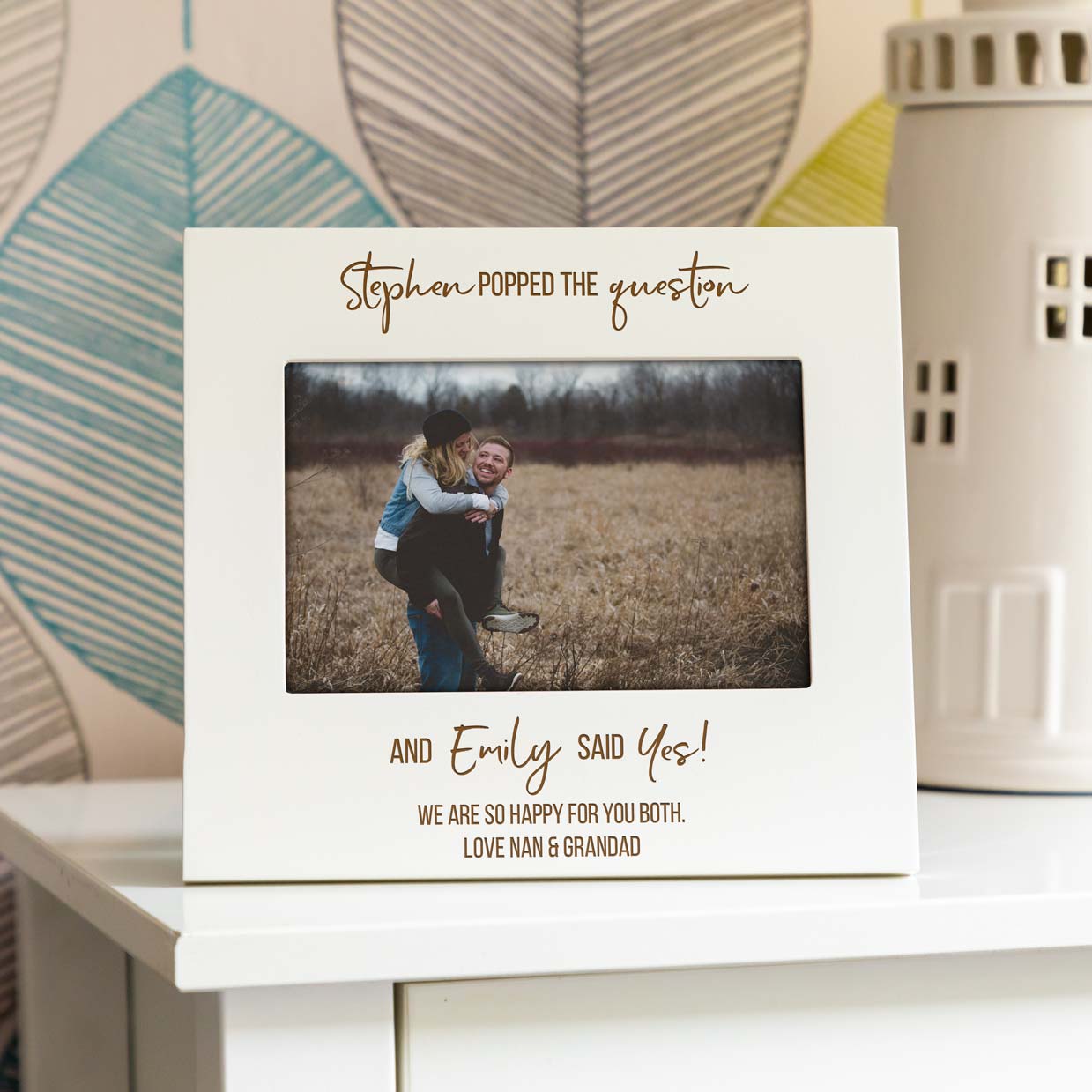 Personalised Engagement Pastel Photo Frame Gift For Couple