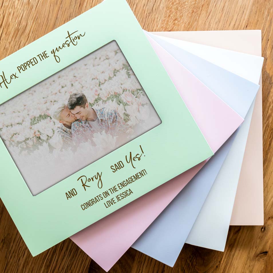 Personalised Engagement Pastel Photo Frame Gift For Couple