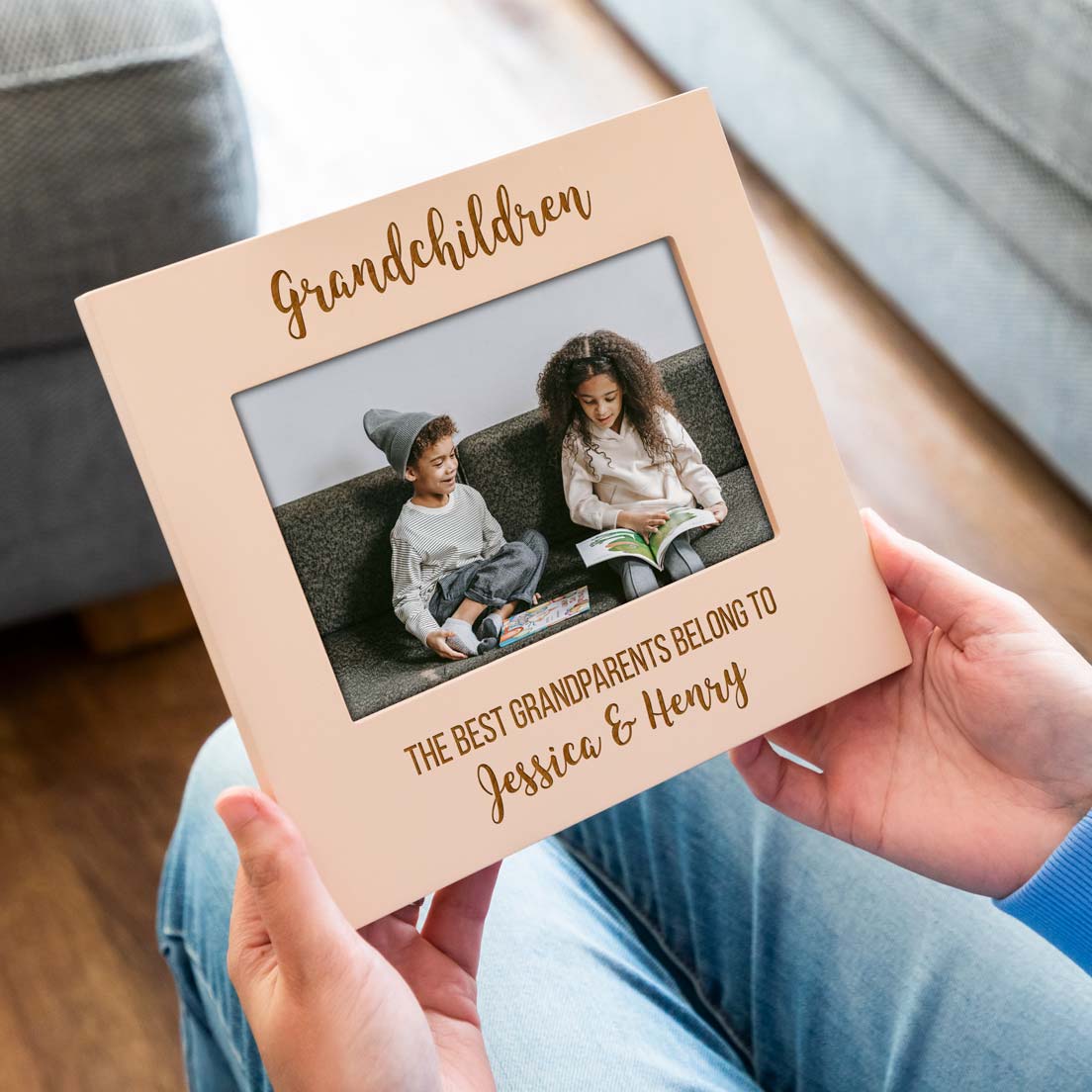 Personalised Grandchildren Pastel Photo Frame Gift For Grandparents
