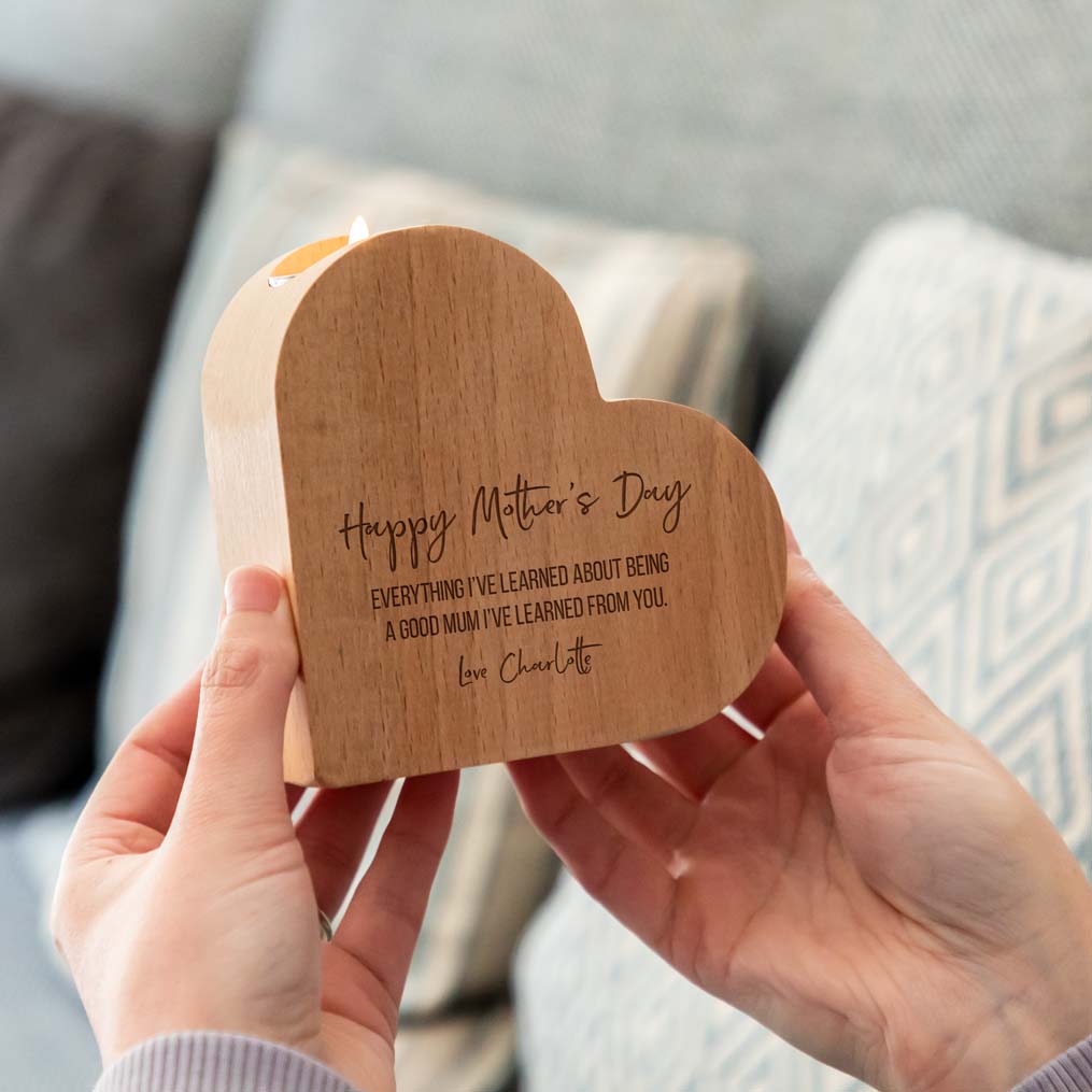 Personalised Happy Mother's Day Heart Candle Holder Gift