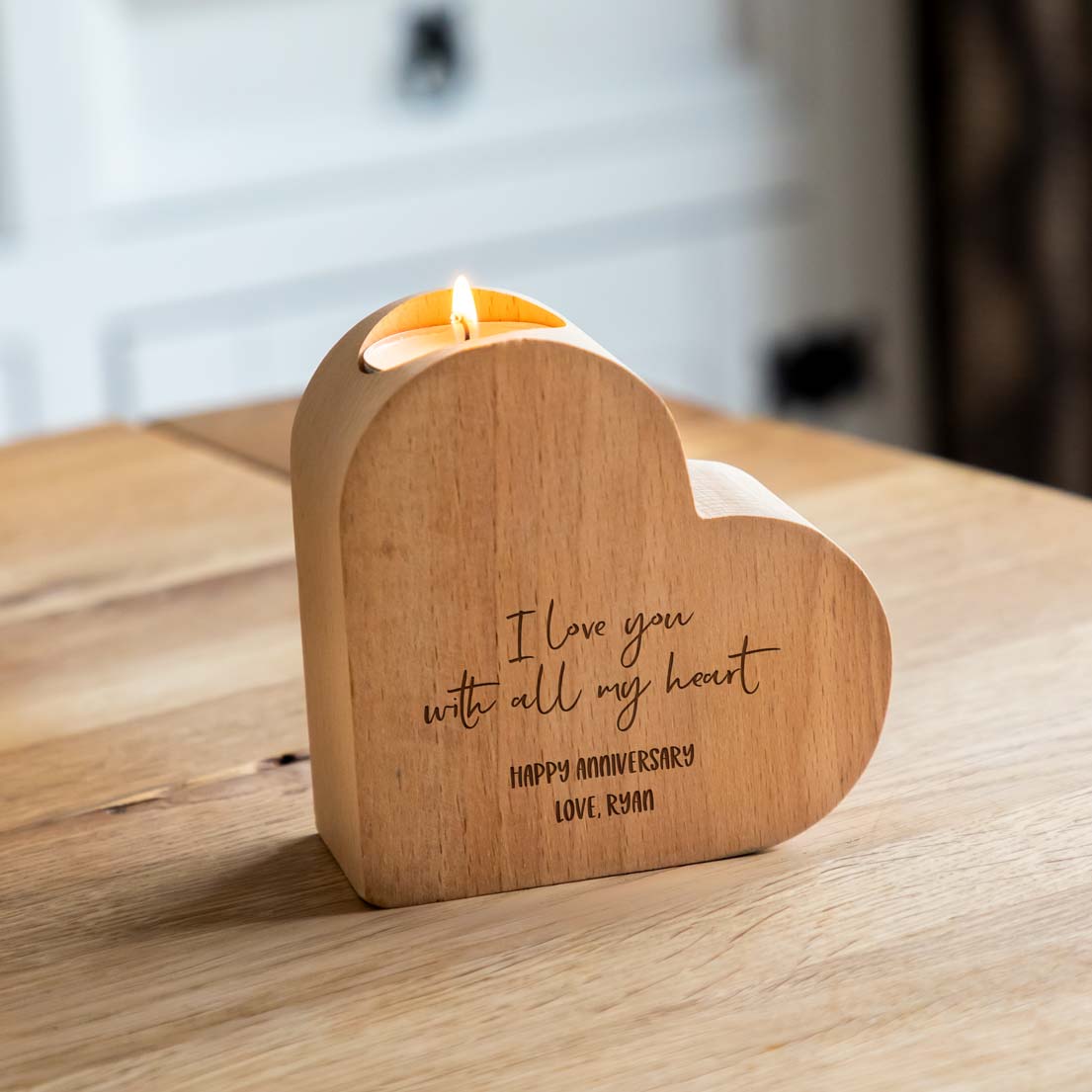 Personalised I Love You With All My Heart Candle Holder Gift