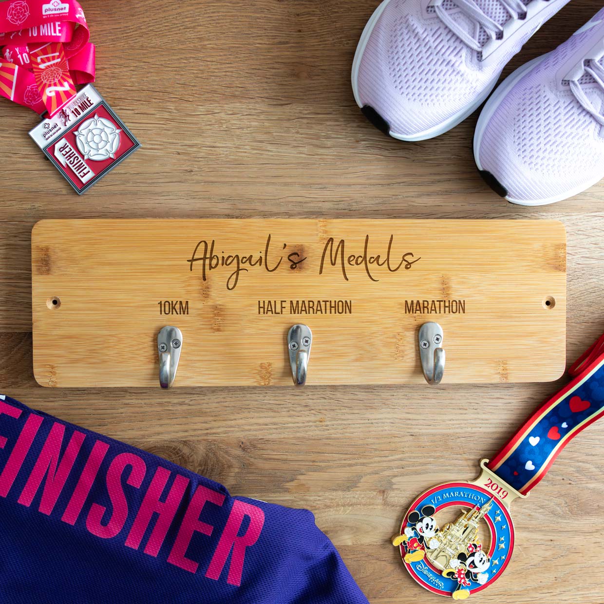 Personalised Running Medal Holder Gift For Runner