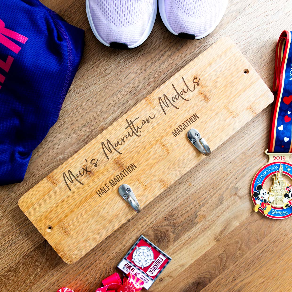 Personalised Running Medal Holder Gift For Runner