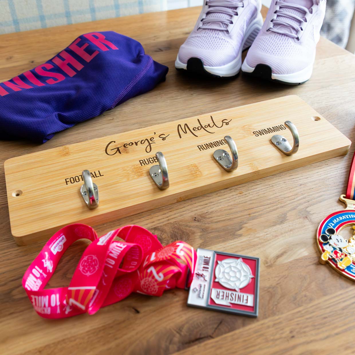 Personalised Running Medal Holder Gift For Runner