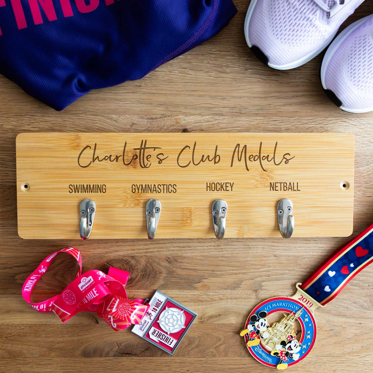 Personalised Running Medal Holder Gift For Runner