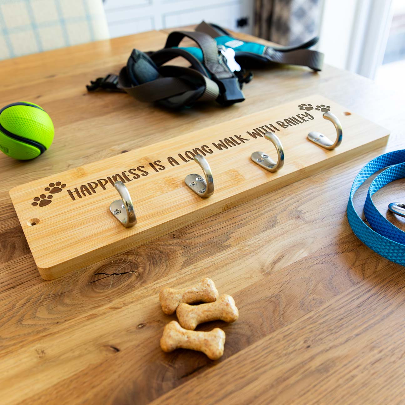 Personalised Dog Lead Hook Holder Happiness Is A Long Walk With