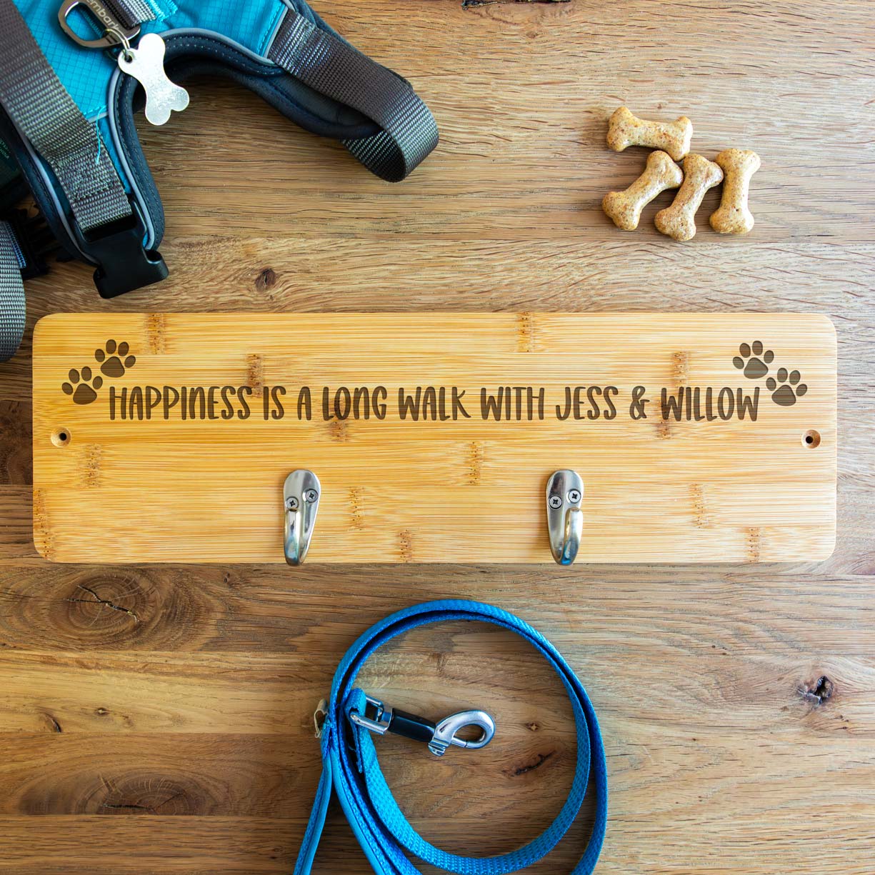 Personalised Dog Lead Hook Holder Happiness Is A Long Walk With