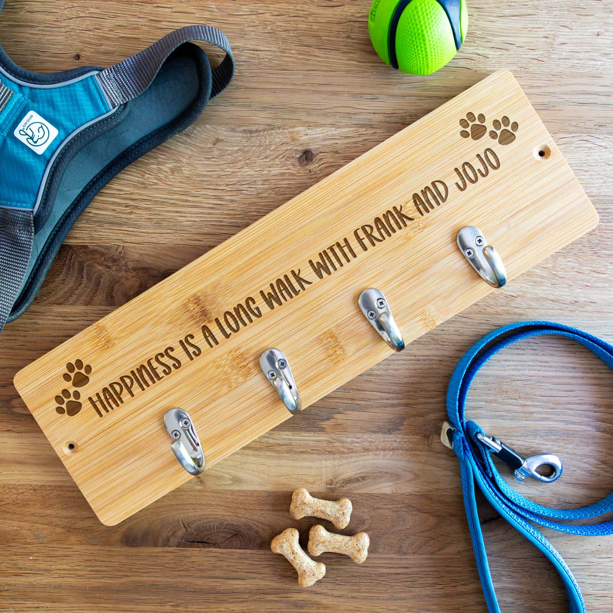 Personalised Dog Lead Hook Holder Happiness Is A Long Walk With