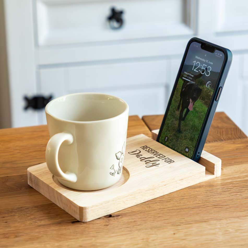 Personalised Phone Stand Sofa Coaster Reserved For