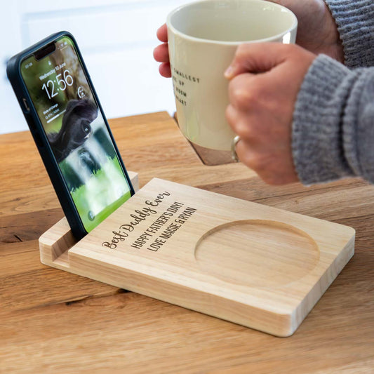 Personalised Best Dad Mum Sofa Coaster Phone Stand Gift