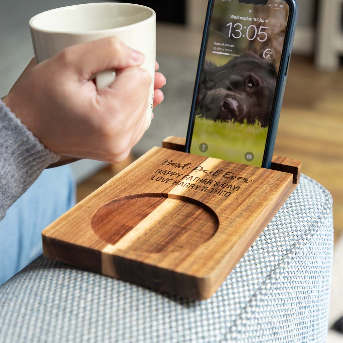 Personalised Best Dad Mum Sofa Coaster Phone Stand Gift