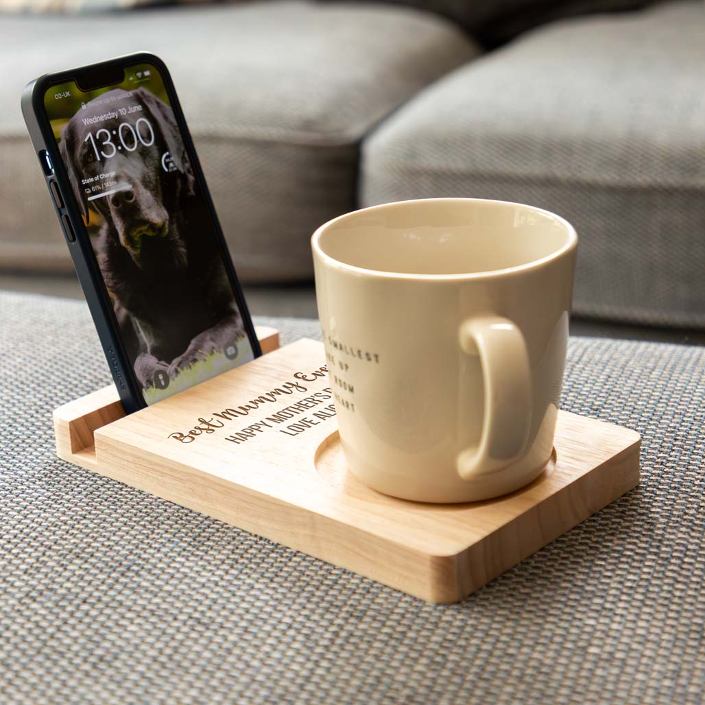 Personalised Best Dad Mum Sofa Coaster Phone Stand Gift