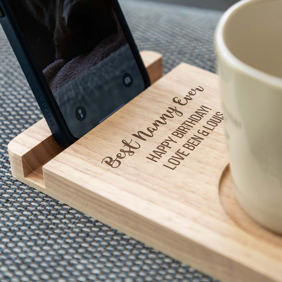 Personalised Best Dad Mum Sofa Coaster Phone Stand Gift