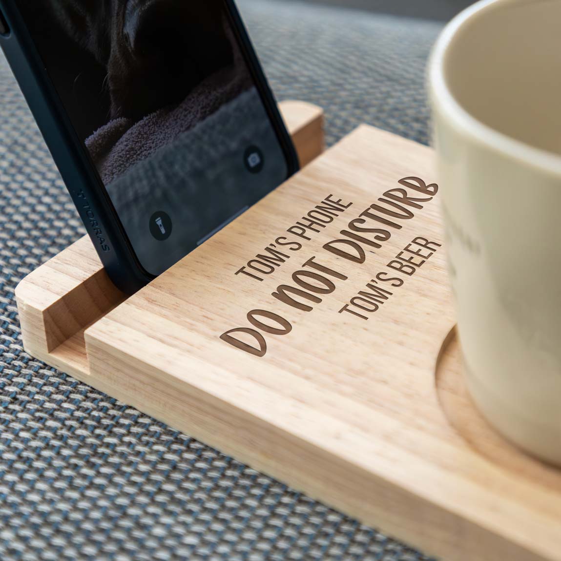 Personalised Sofa Coaster Phone Stand Do Not Disturb
