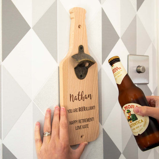 Personalised Wall Mounted Bottle Opener Gift For Him You Are Beer-illiant