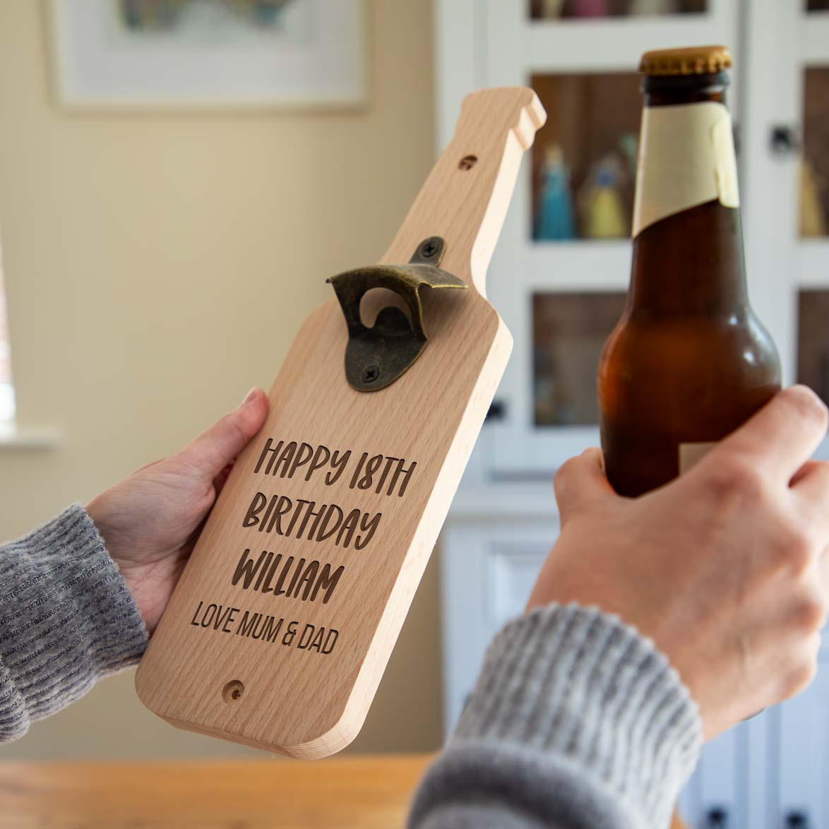 Personalised Wall Mounted Bottle Opener Happy 18th Birthday Gift