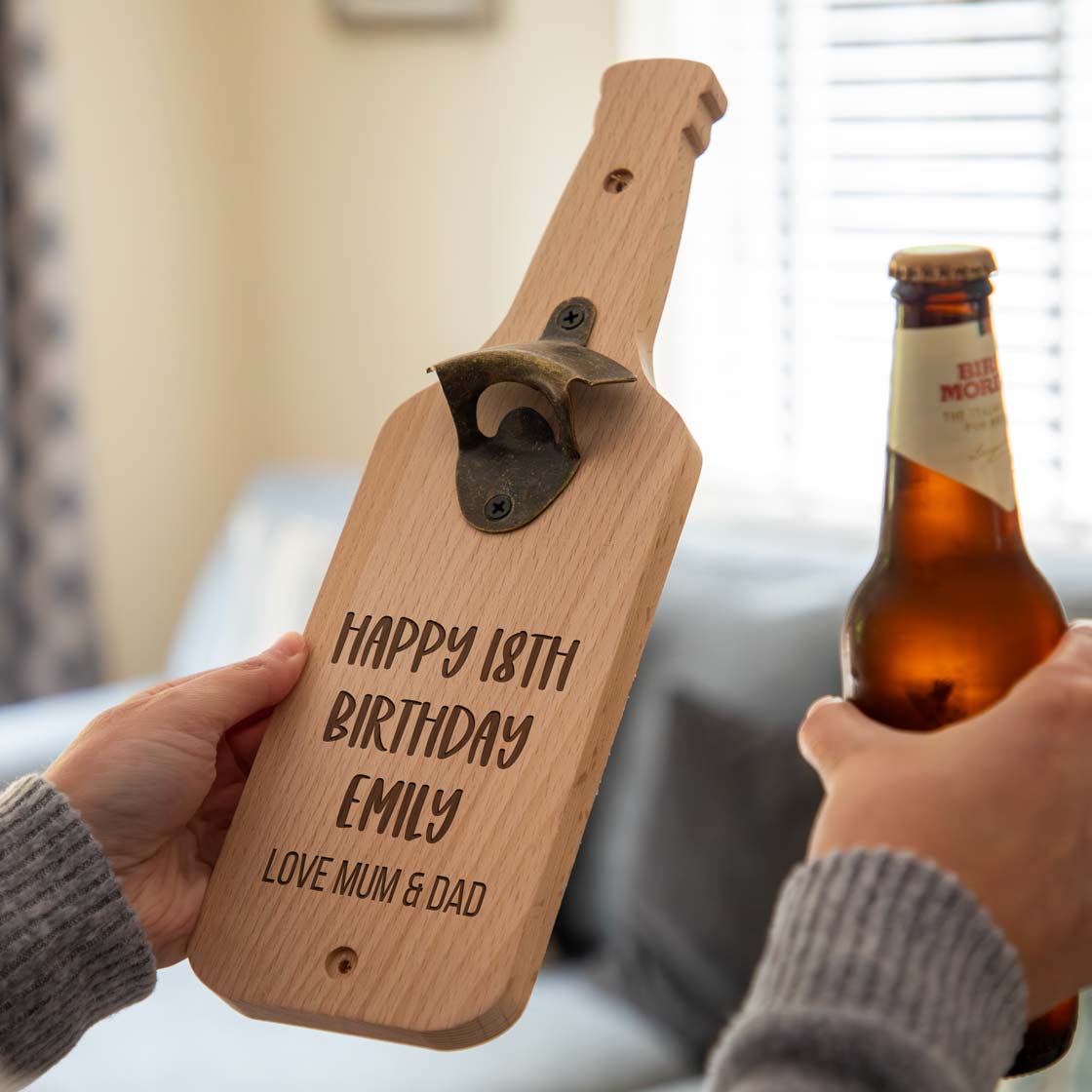 Personalised Wall Mounted Bottle Opener Happy 18th Birthday Gift