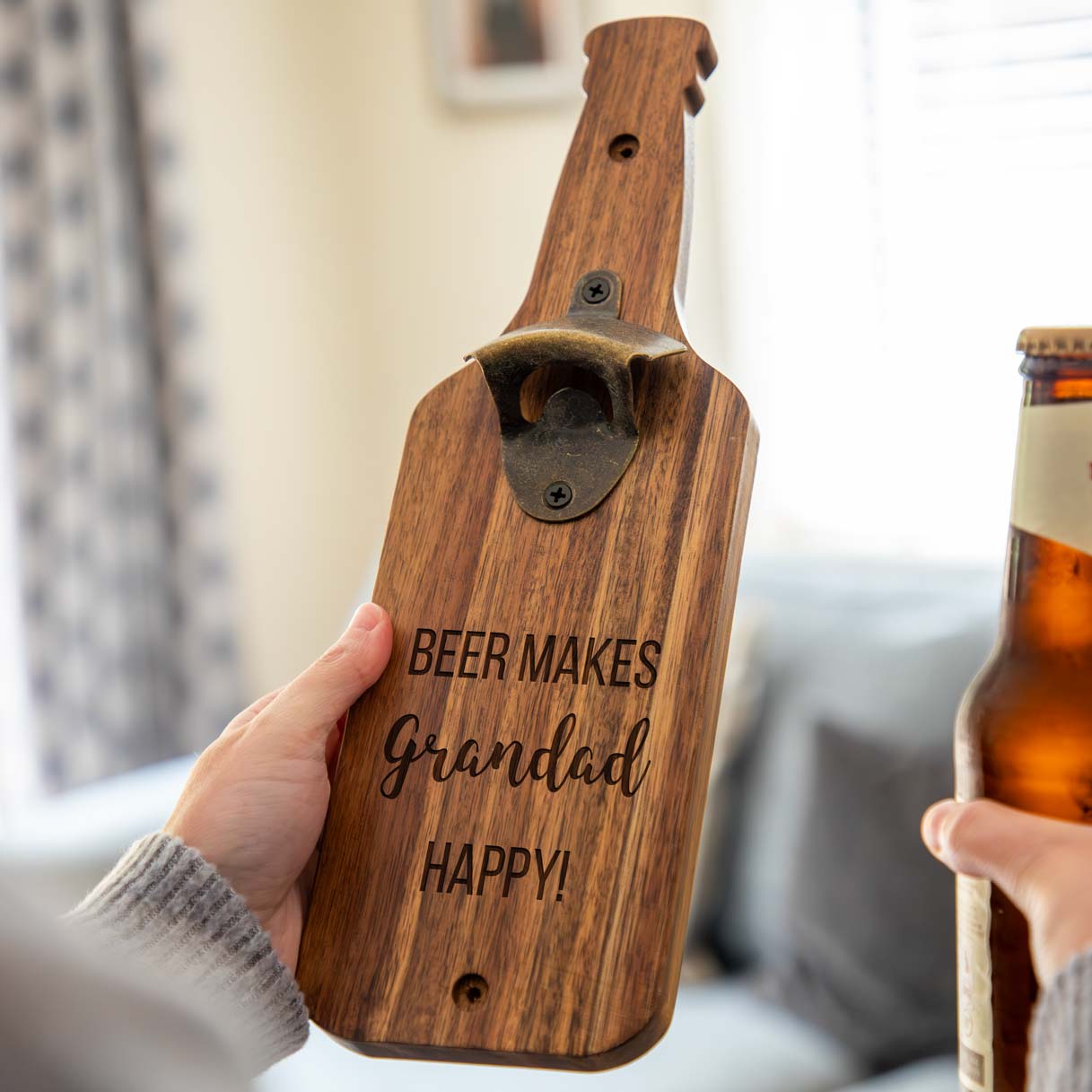 Personalised Wall Mounted Bottle Opener Beer Makes Name Happy