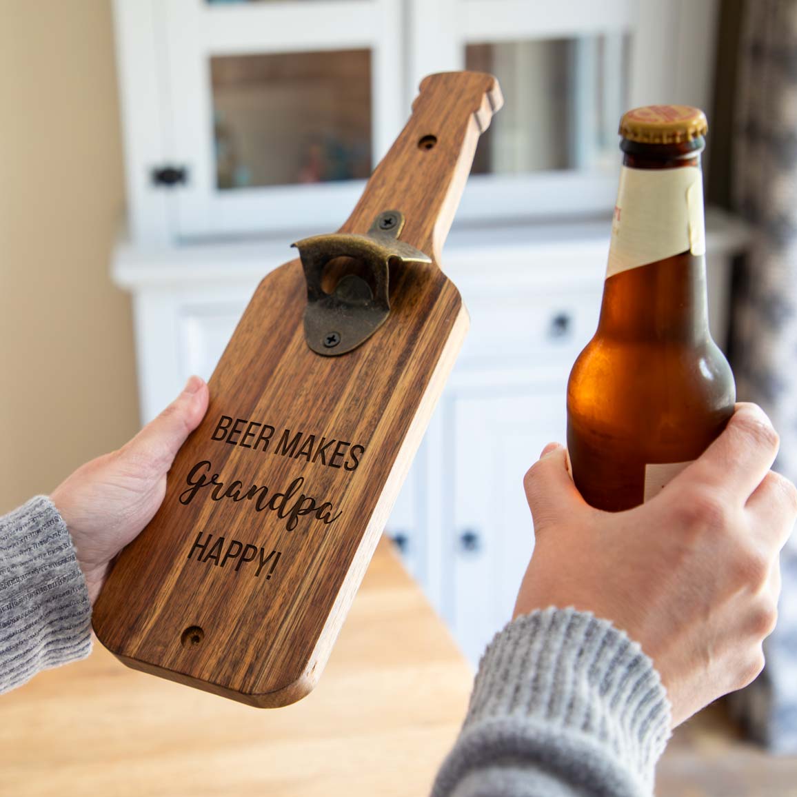 Personalised Wall Mounted Bottle Opener Beer Makes Name Happy