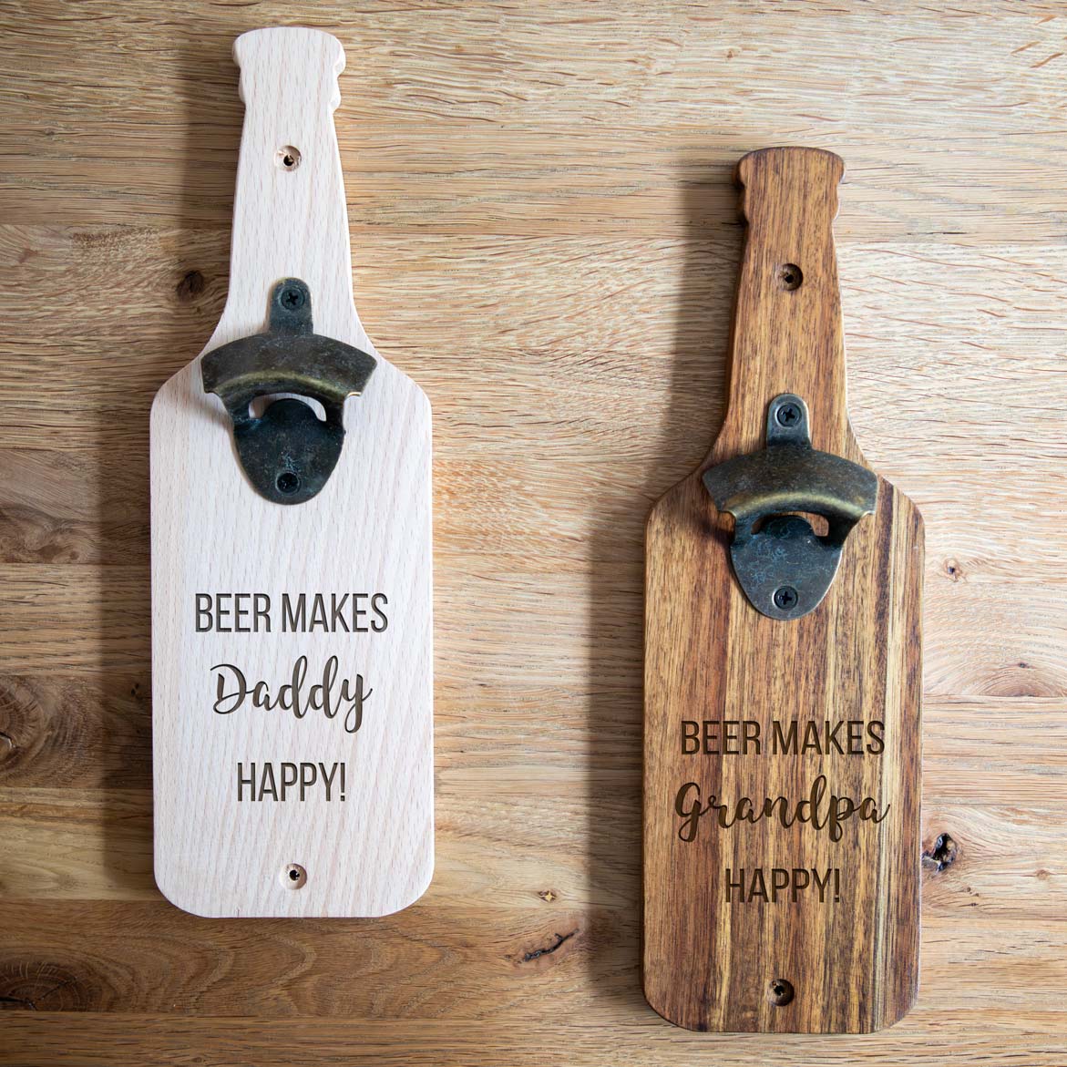 Personalised Wall Mounted Bottle Opener Beer Makes Name Happy