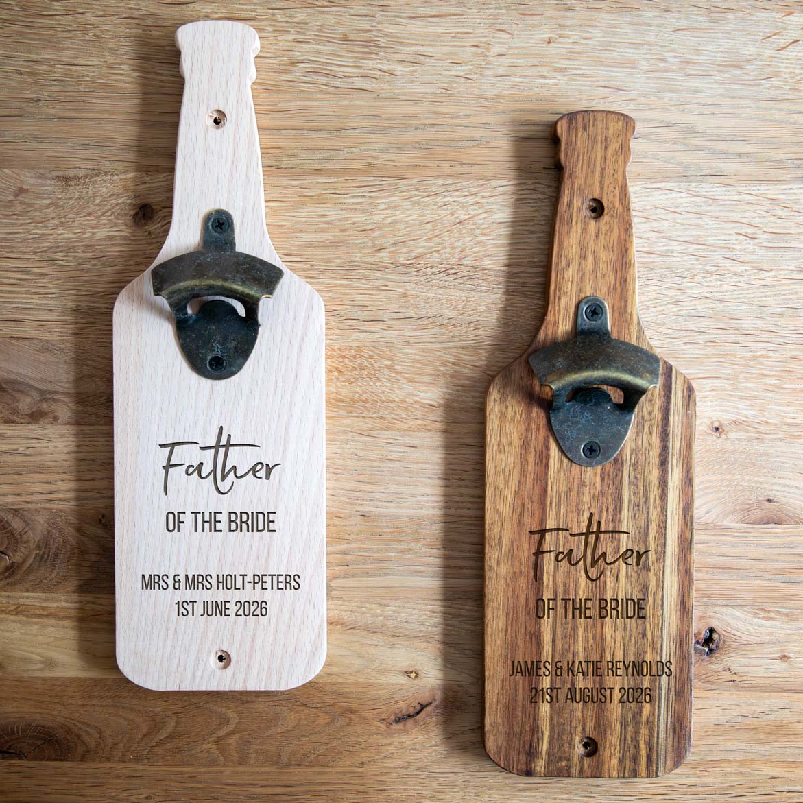 Personalised Wall Mounted Bottle Opener Father of the Bride or Groom Gift