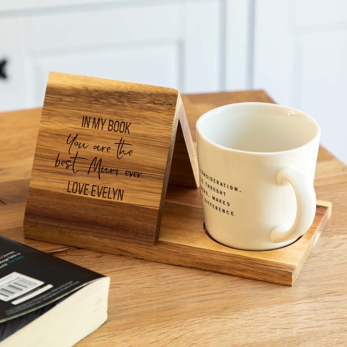 Personalised Book Stand and Coaster In My Book Gift