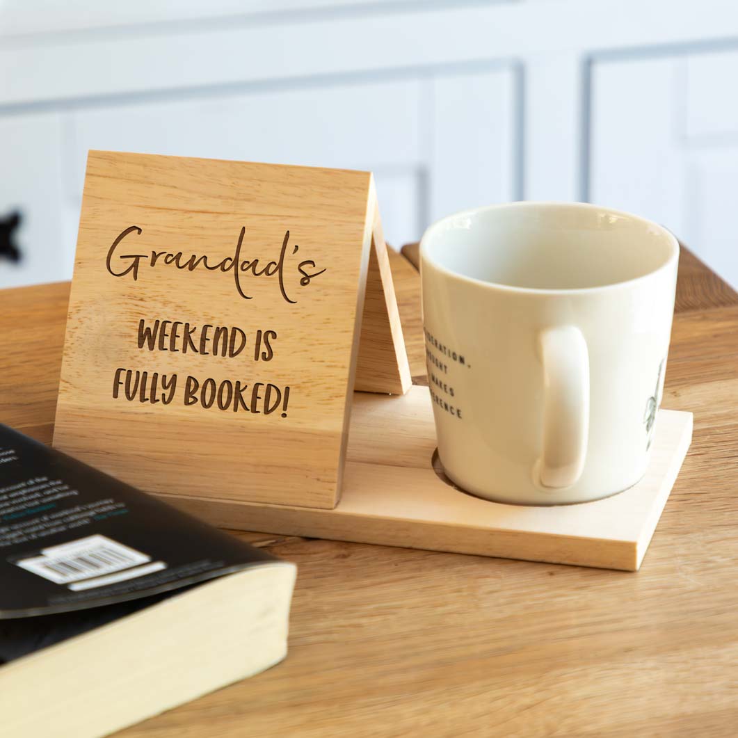 Personalised Book Stand and Coaster Weekend Is Fully Booked Gift