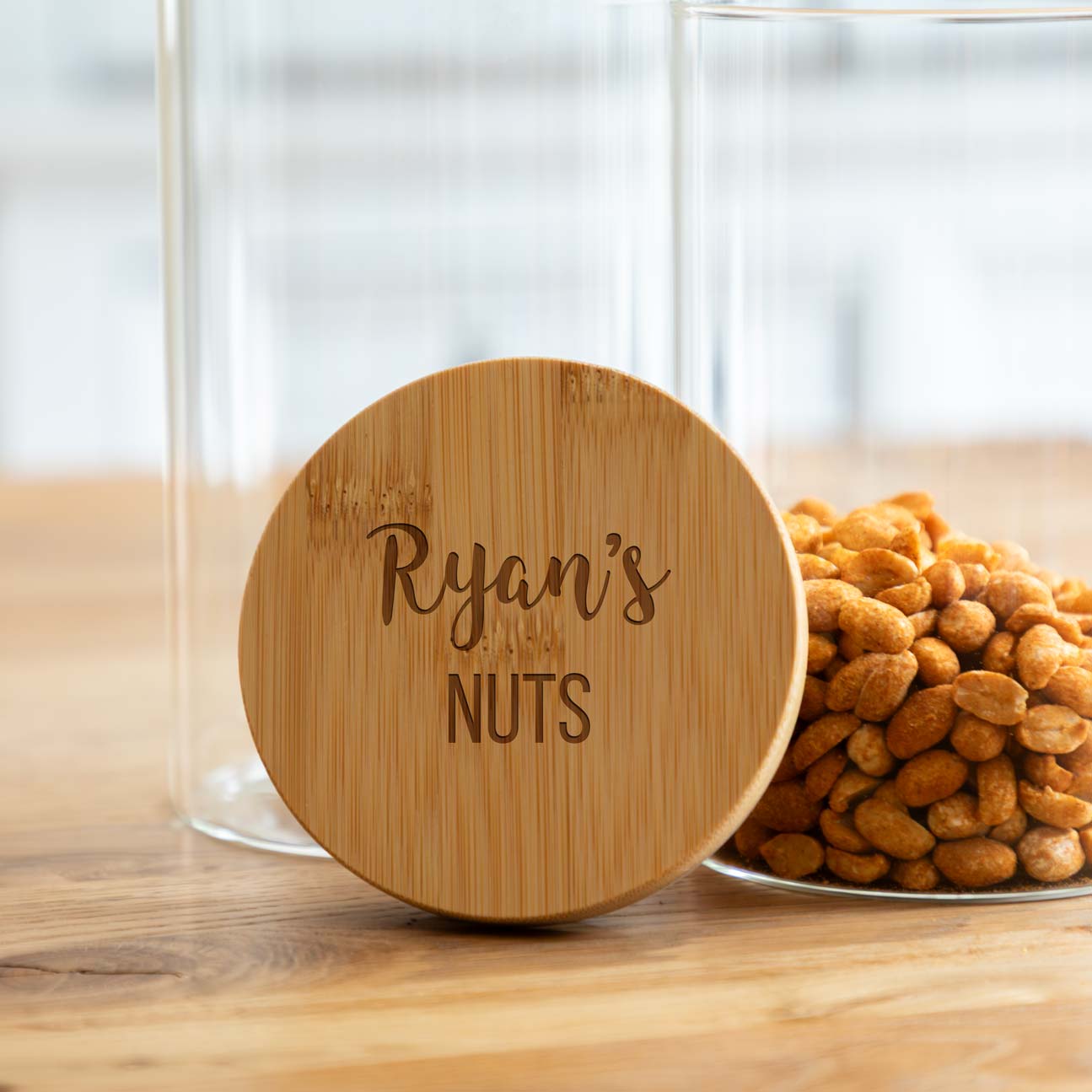 Personalised Nuts Jar With Bamboo Lid Gift