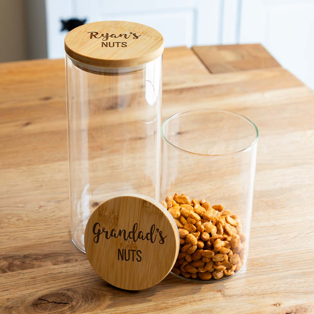 Personalised Nuts Jar With Bamboo Lid Gift