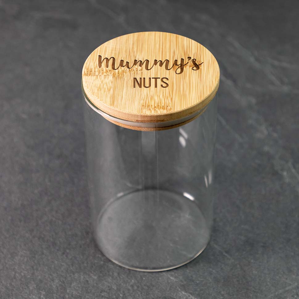 Personalised Nuts Jar With Bamboo Lid Gift
