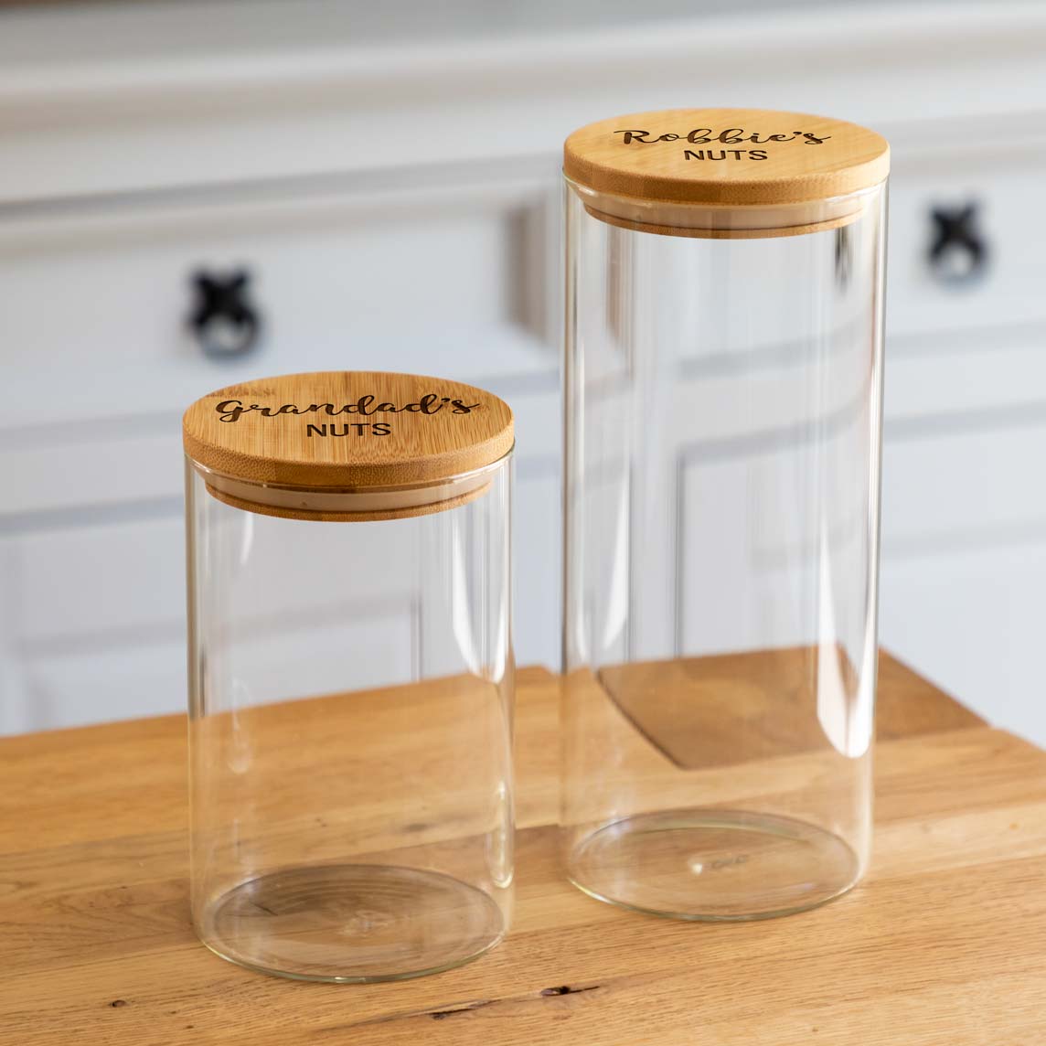 Personalised Nuts Jar With Bamboo Lid Gift