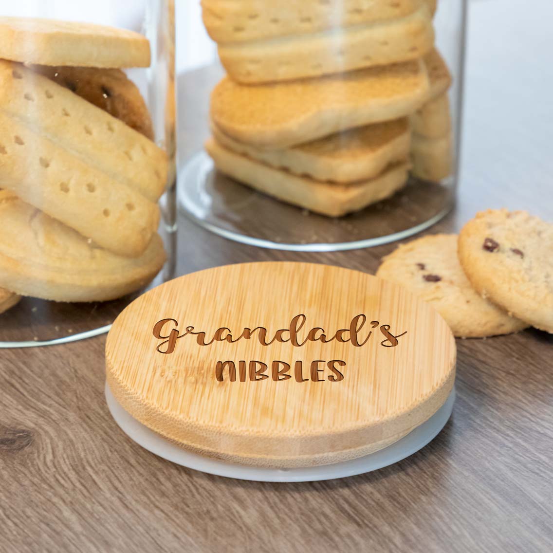 Personalised Nibbles Snack Jar With Bamboo Lid